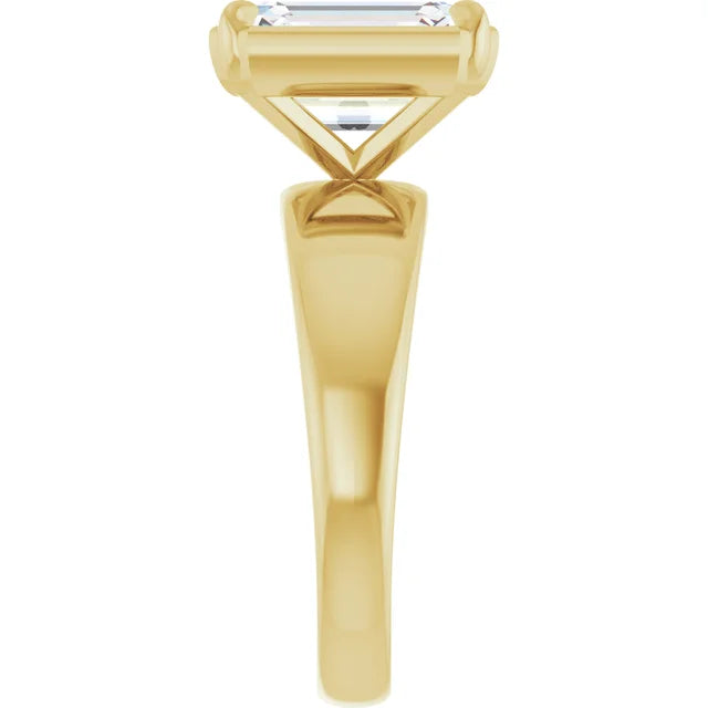 Custom Made Claw- Bezel Bold 4 Carat Emerald Cut Engagement Ring