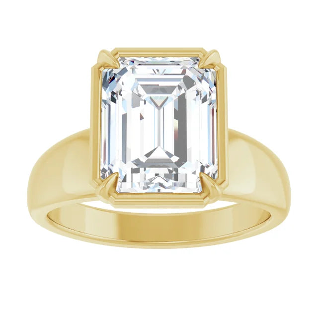 Custom Made Claw- Bezel Bold 4 Carat Emerald Cut Engagement Ring