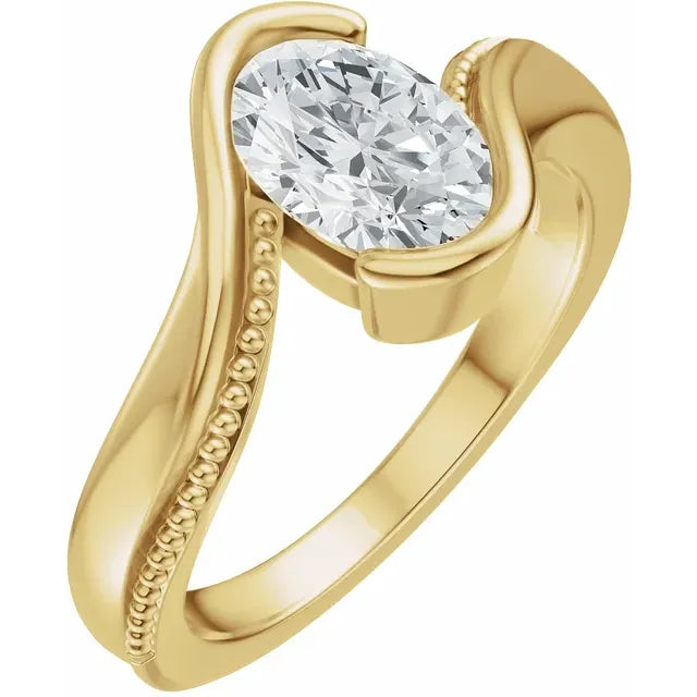 2 Carat Milgrain Half Bezel Bypass Solitaire Engagement Ring