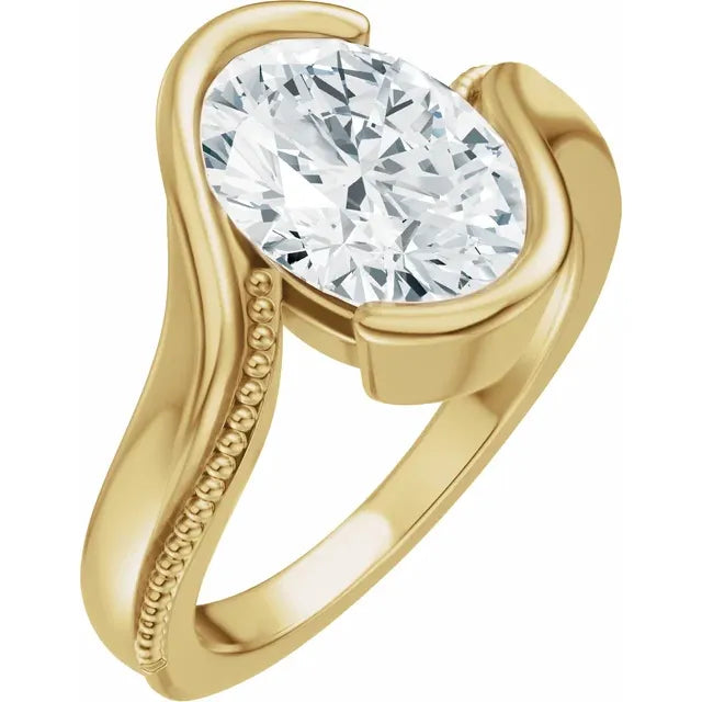 2 Carat Milgrain Half Bezel Bypass Solitaire Engagement Ring
