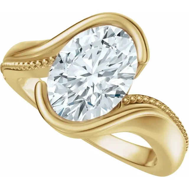 2 Carat Milgrain Half Bezel Bypass Solitaire Engagement Ring
