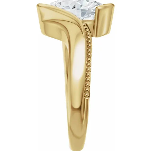 2 Carat Milgrain Half Bezel Bypass Solitaire Engagement Ring