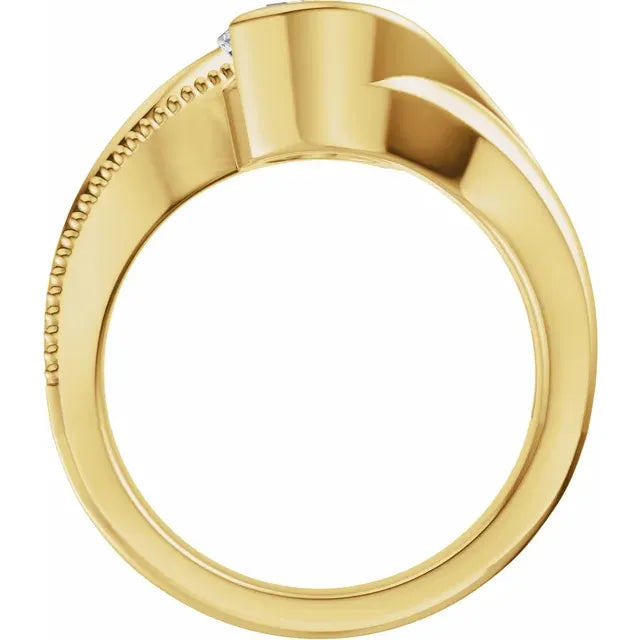 2 Carat Milgrain Half Bezel Bypass Solitaire Engagement Ring