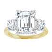 Custom 4 Carat Emerald Cut Lab Grown Three Stone Engagement Ring | 14K Two Tone Gold
