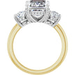 4 carat emerald cut lab grown diamond engagement ring in 14K two tone gold