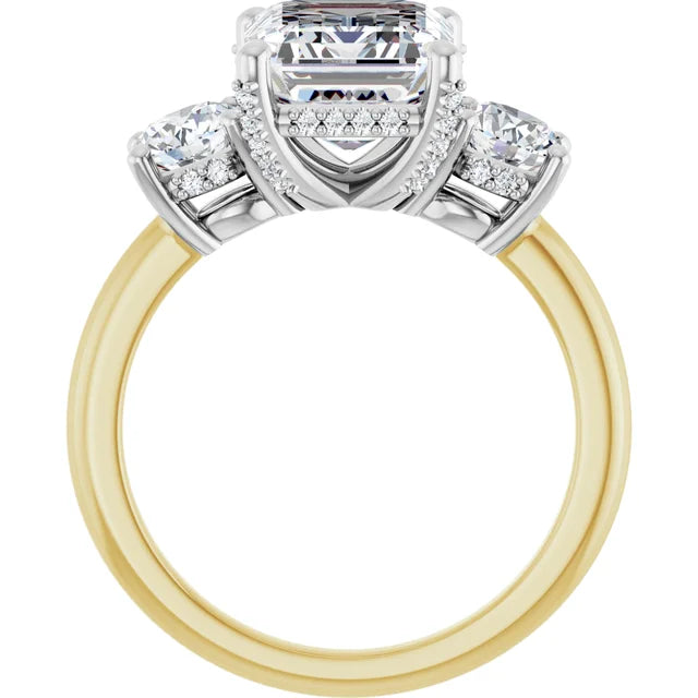 4 carat emerald cut lab grown diamond engagement ring in 14K two tone gold