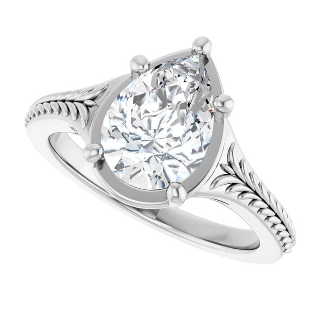 1.50 Pear Shape Vintage Inspired Engagement Ring