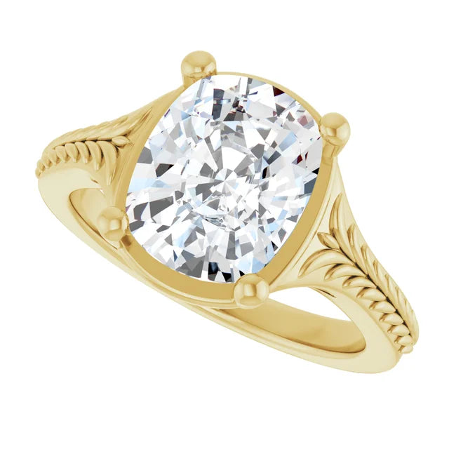 3 Carat Elongated Cushion Cut Vintage Inspired Engagement Ring
