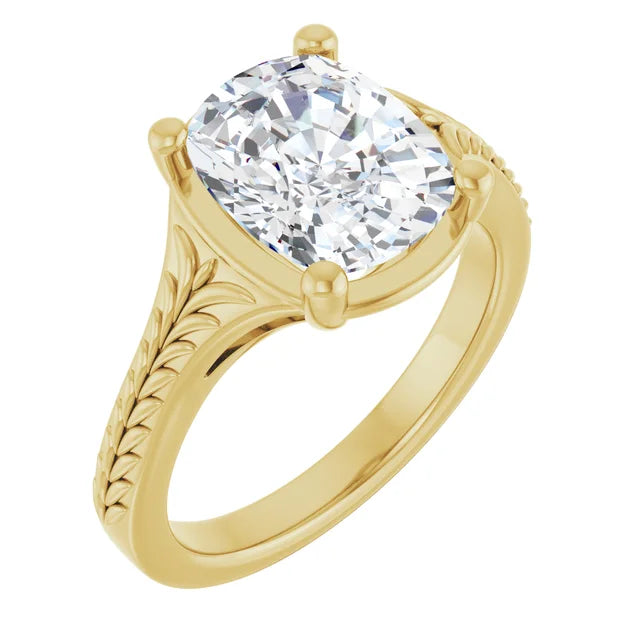 3 Carat Elongated Cushion Cut Vintage Inspired Engagement Ring