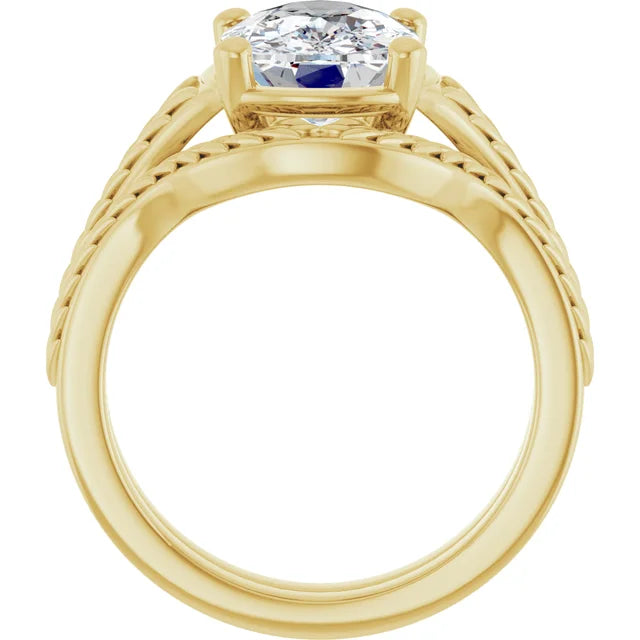 3 Carat Elongated Cushion Cut Vintage Inspired Engagement Ring