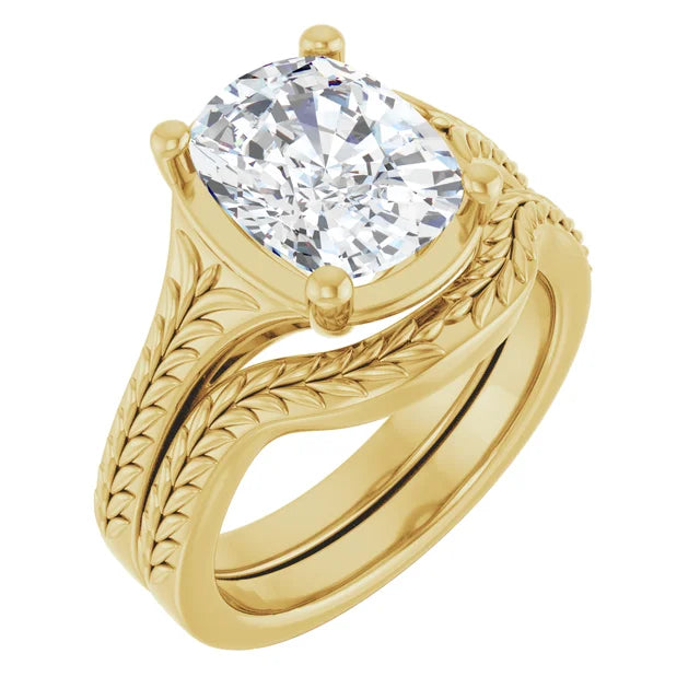 3 Carat Elongated Cushion Cut Vintage Inspired Engagement Ring