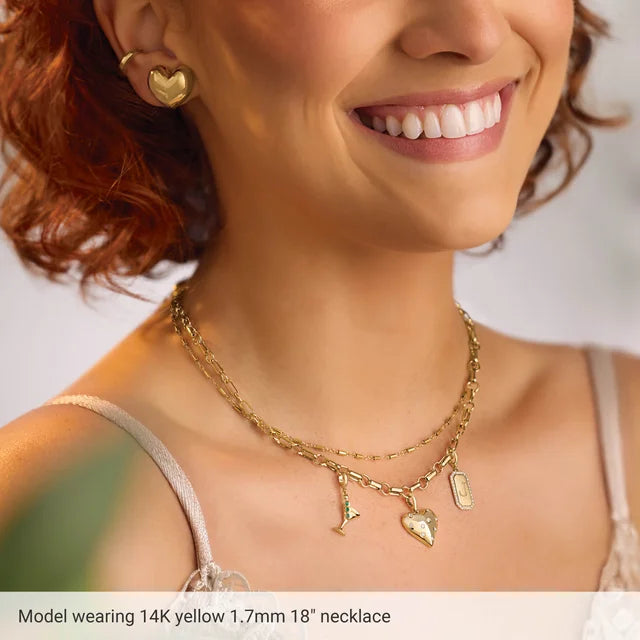 14K Yellow 1.7 mm Satellite Bar Cable  Chain