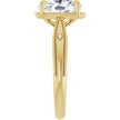 3 Carat Elongated Cushion Cut Claw-Prong Accented Milgrain Engagement Ring
