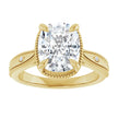 3 Carat Elongated Cushion Cut Claw-Prong Accented Milgrain Engagement Ring