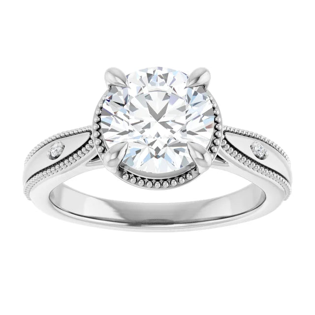 1.75ctw Round Brilliant Vintage Inspired Engagement Ring