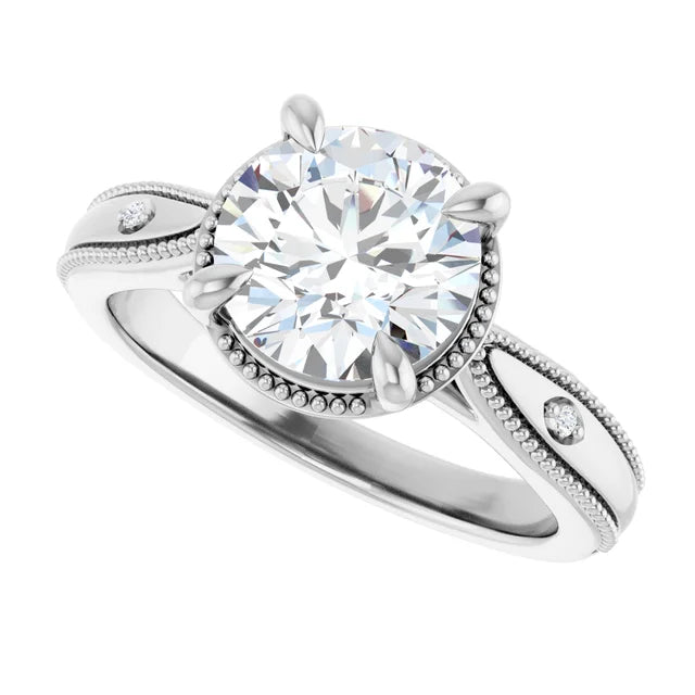1.75ctw Round Brilliant Vintage Inspired Engagement Ring