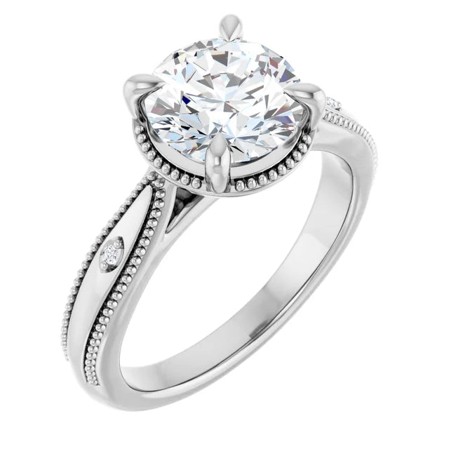 1.75ctw Round Brilliant Vintage Inspired Engagement Ring
