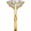 14K Yellow Gold Elongated Hexagon Engagement Ring