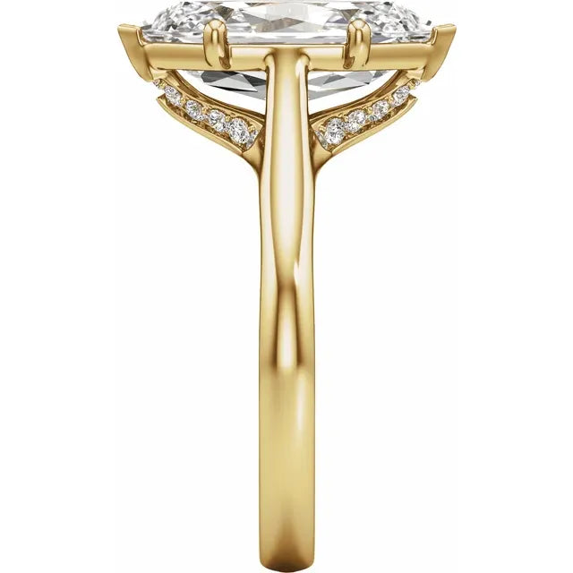 14K Yellow Gold Elongated Hexagon Engagement Ring