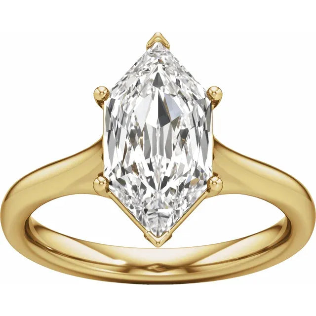 14K Yellow Gold Elongated Hexagon Engagement Ring