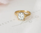 vintage inspired cushion cut engagement ring 