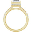 3 Carat Emerald Cut Bezel Set Lab Grown Diamond Engagement Ring with Hidden Baguette Halo in 14K Yellow Gold