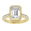 3 Carat Emerald Cut Bezel Set Lab Grown Diamond Engagement Ring with Hidden Baguette Halo in 14K Yellow Gold
