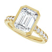 3 Carat Emerald Cut Bezel Set Lab Grown Diamond Engagement Ring with Hidden Baguette Halo in 14K Yellow Gold