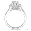 Princess Shape Center Double Halo Diamond Engagement Ring in 14K Gold | Gemma's Jewelers