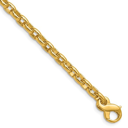 18K Polished  Solid Oval Rolo 18 Inch Chain