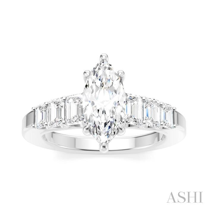 Marquise & Emerald Cut Hidden Halo Engagement Ring