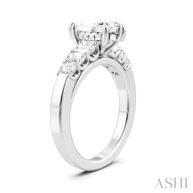 Marquise & Emerald Cut Hidden Halo Engagement Ring