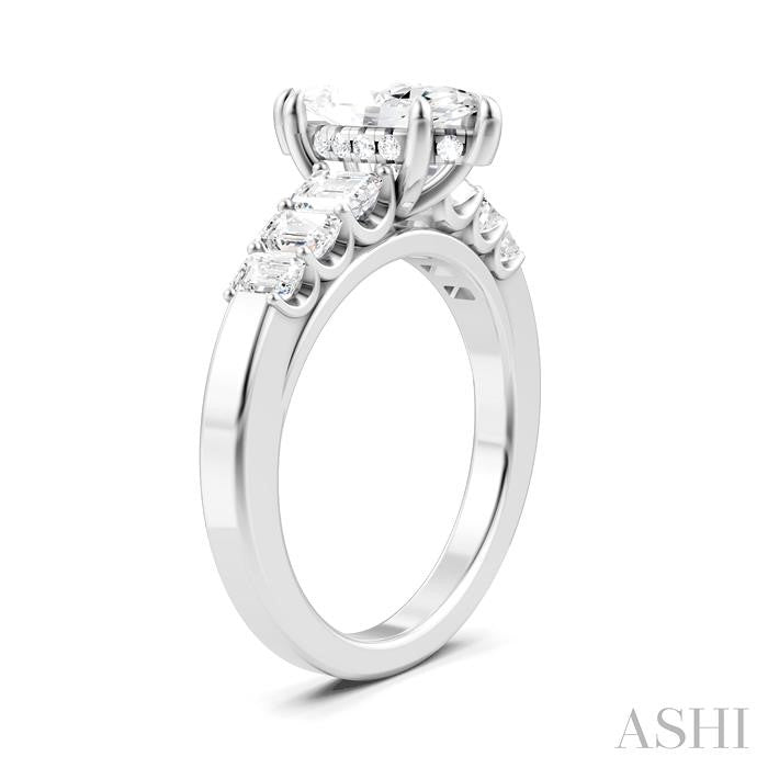 Marquise & Emerald Cut Hidden Halo Engagement Ring