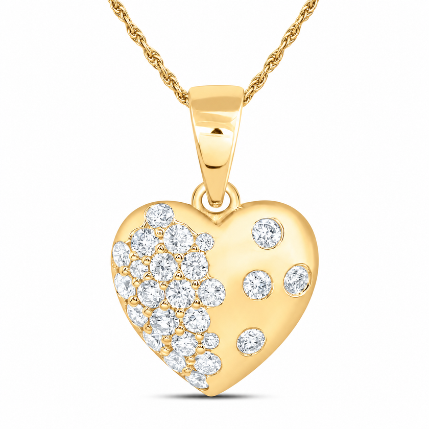 3/4 CTW Certified Lab-Grown Diamond Scattered Heart Pendant in 10K Yellow Gold