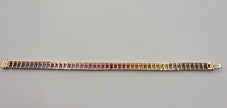 Spectacular Rainbow Sapphire Ombré Bracelet in 14K Rose Gold