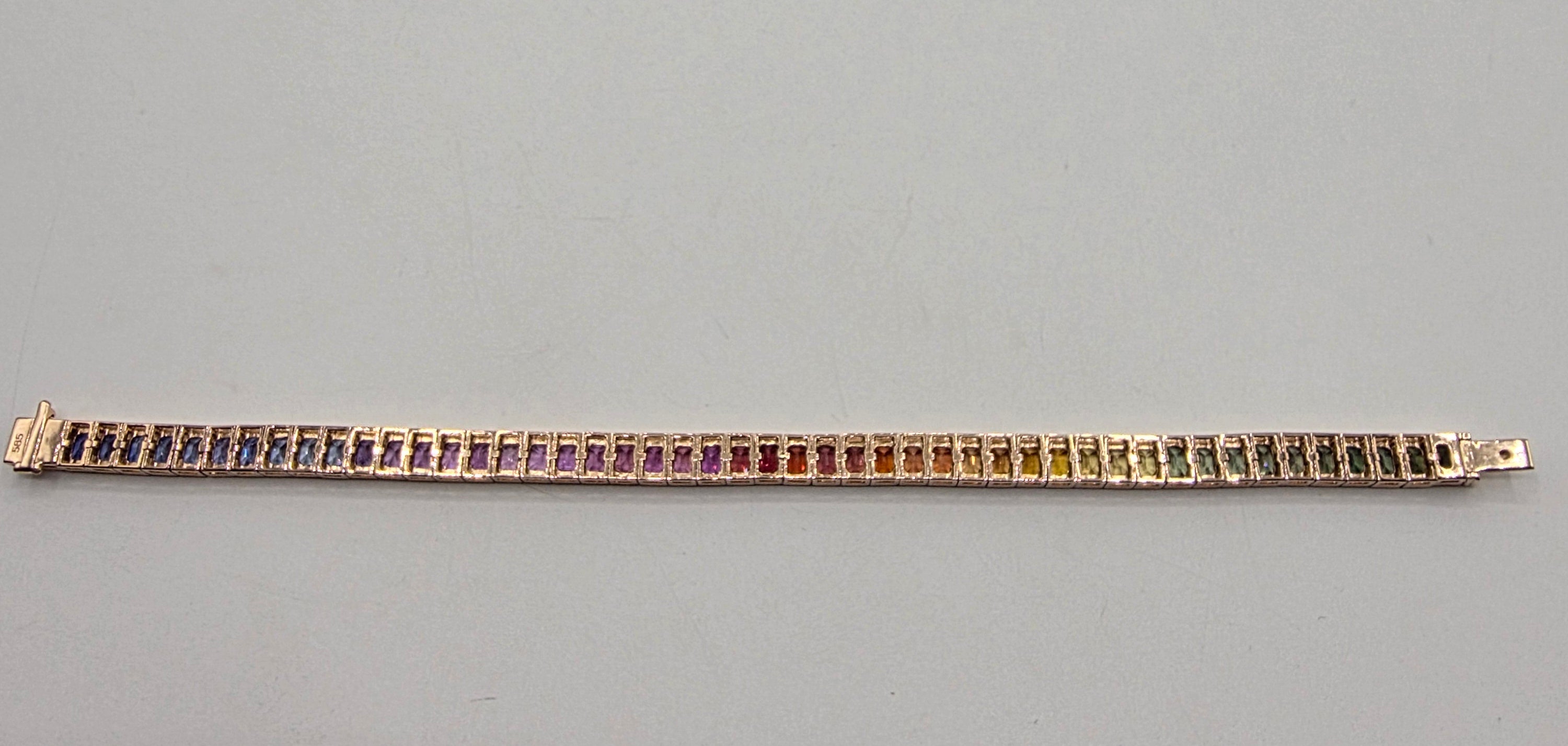 Spectacular Rainbow Sapphire Ombré Bracelet in 14K Rose Gold