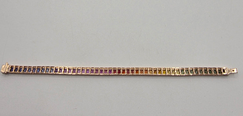 Spectacular Rainbow Sapphire Ombré Bracelet in 14K Rose Gold