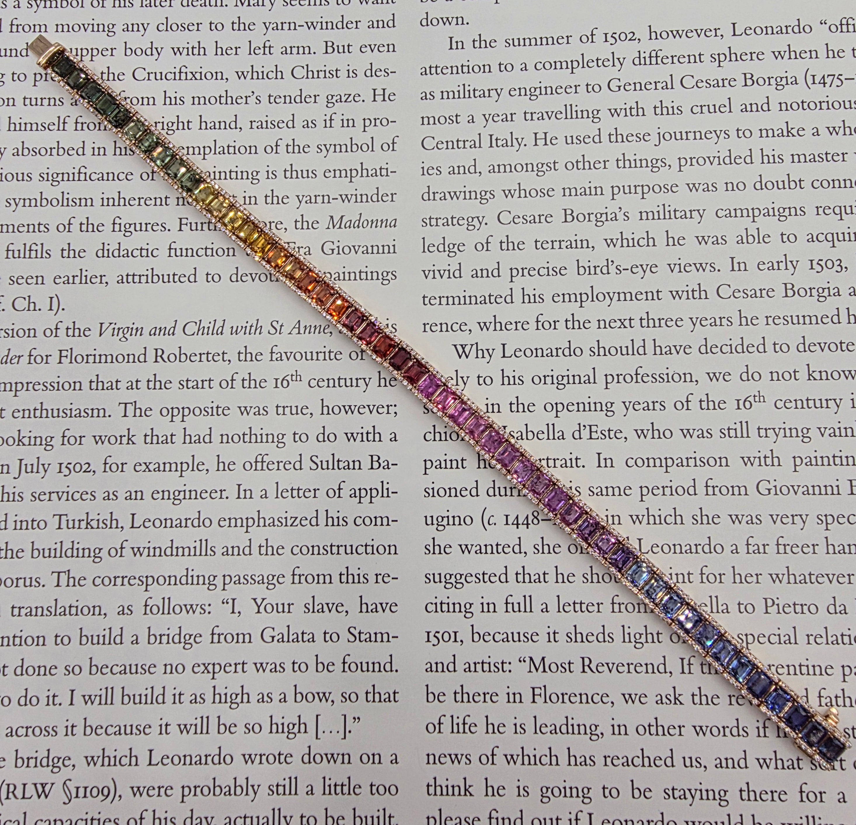 Spectacular Rainbow Sapphire Ombré Bracelet in 14K Rose Gold