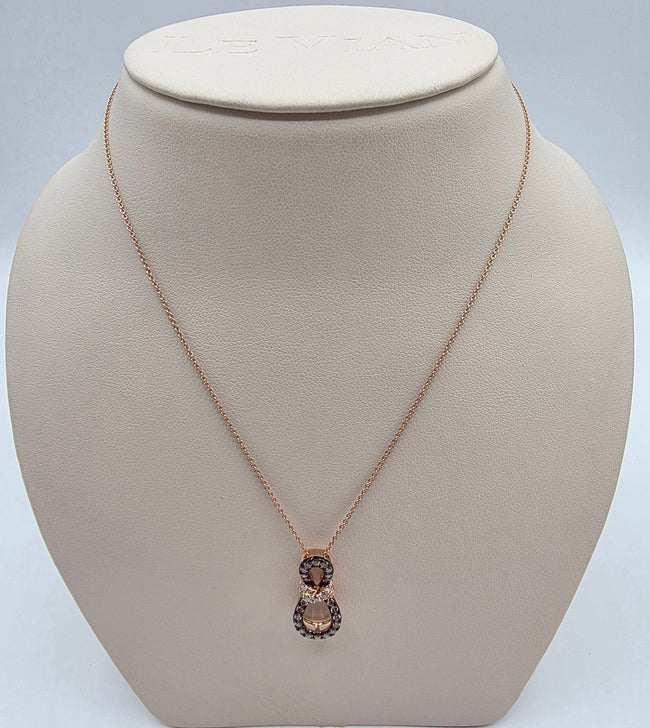 Beautiful Bow Design LeVian Chocolate Diamond Pendant in 14K Strawberry Gold