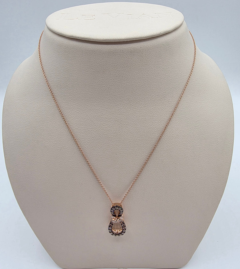 Beautiful Bow Design LeVian Chocolate Diamond Pendant in 14K Strawberry Gold