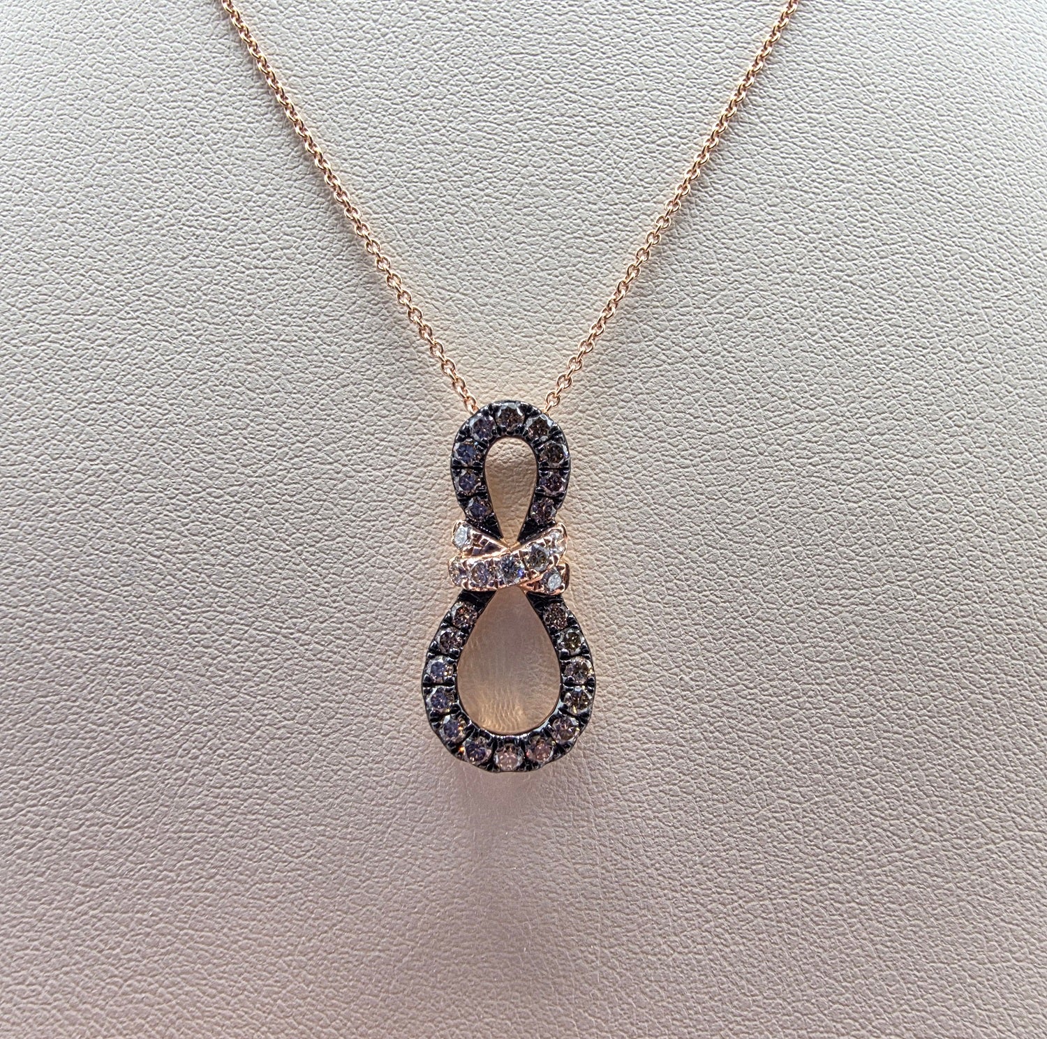 Beautiful Bow Design LeVian Chocolate Diamond Pendant in 14K Strawberry Gold