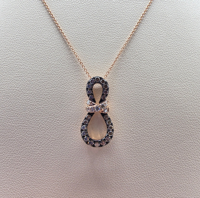 Beautiful Bow Design LeVian Chocolate Diamond Pendant in 14K Strawberry Gold
