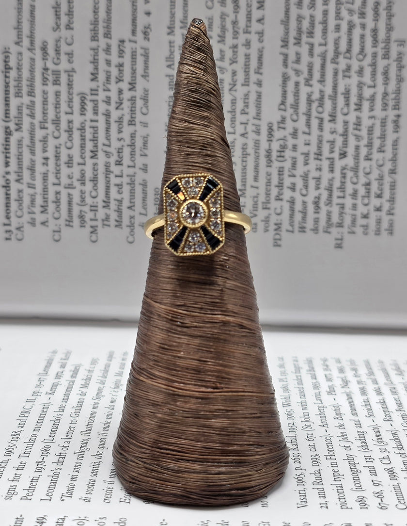 One of A Kind Custom Designed Antique Inspired Vintage Sapphire and Diamond Ring in 14K