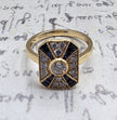 One of A Kind Custom Designed Antique Inspired Vintage Sapphire and Diamond Ring in 14K