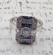One of A Kind Antique Inspired Vintage Sapphire and Diamond Ring in 14K