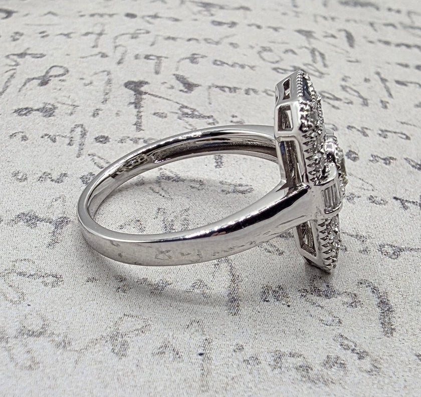 One of A Kind Antique Inspired Vintage Sapphire and Diamond Ring in 14K