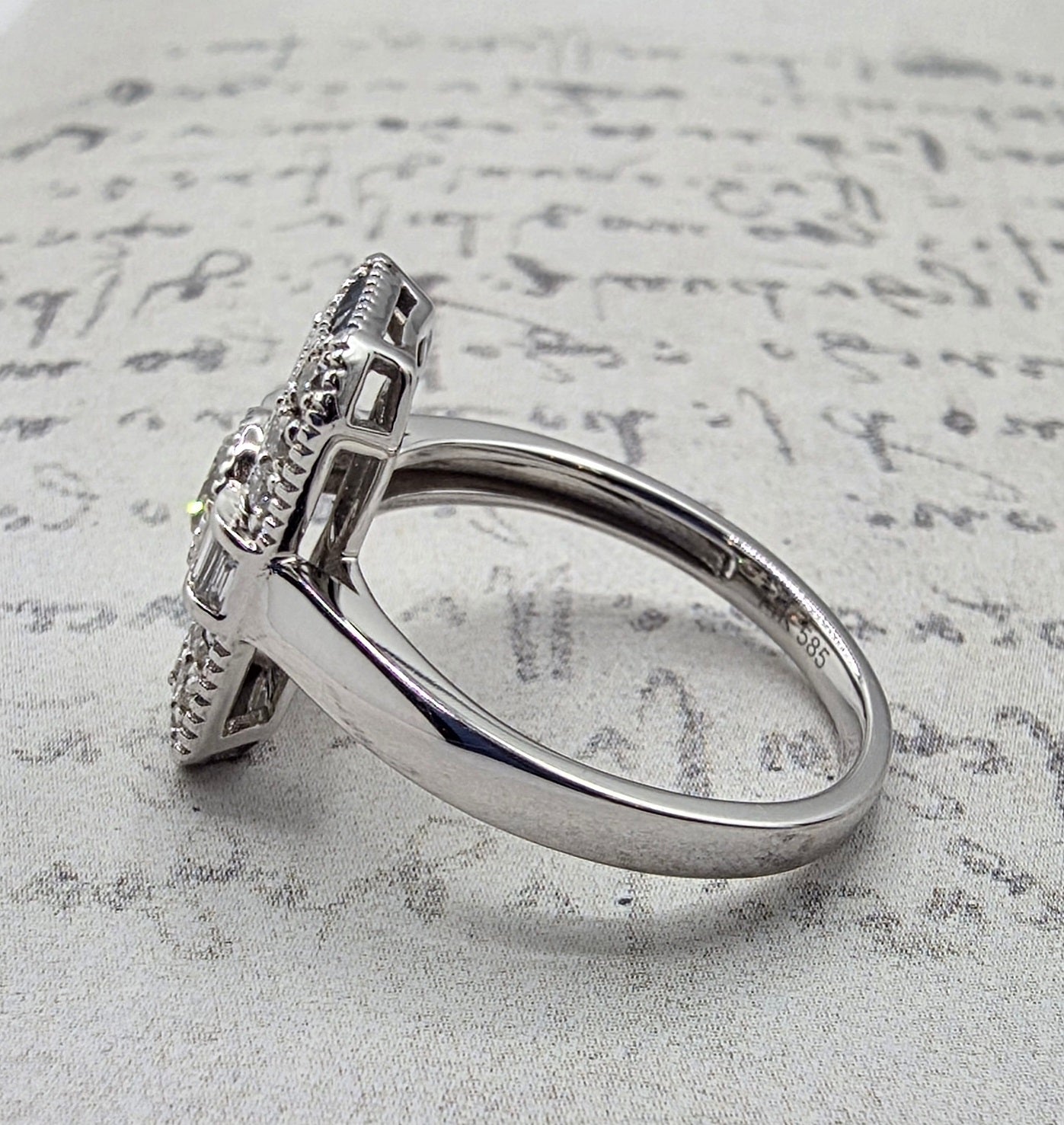 One of A Kind Antique Inspired Vintage Sapphire and Diamond Ring in 14K