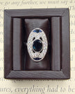 Art Deco Inspired Vintage Oval Center Sapphire and Diamond Ring in 14K