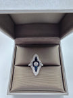 Handcrafted Art Deco Inspired Vintage Sapphire and Diamond Ring in 14K