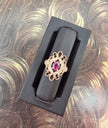 Handcrafted Vintage Inspired Pink Tourmaline and Diamond Ring in 14K Rose Gold